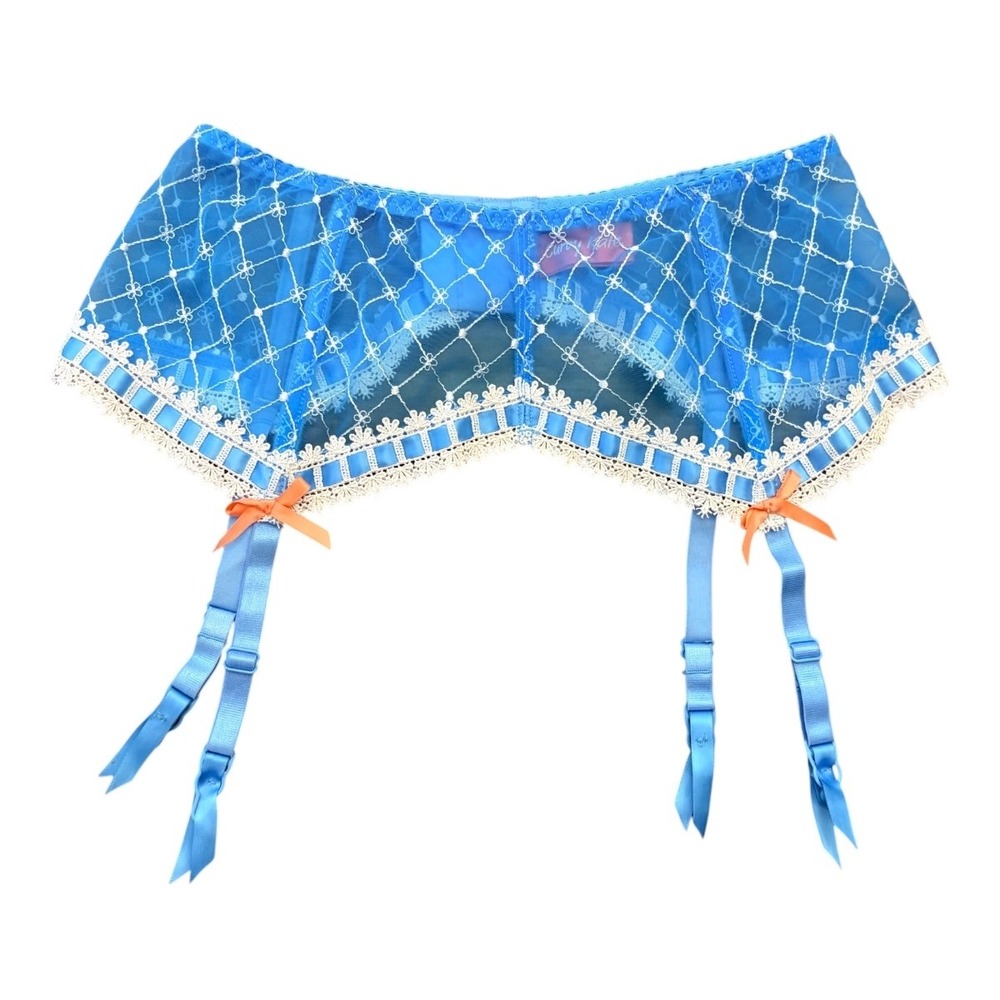 NEW Curvy Kate Blue Lace Embroidered‎ Garter Suspender Belt Size UK 12 Lingerie